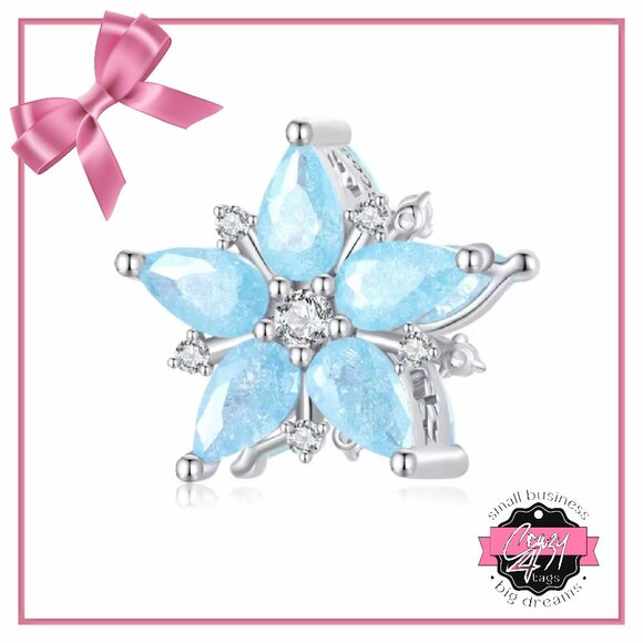 Stunning Snowflake Charm with Blue Crystals - Picture 1 of 17